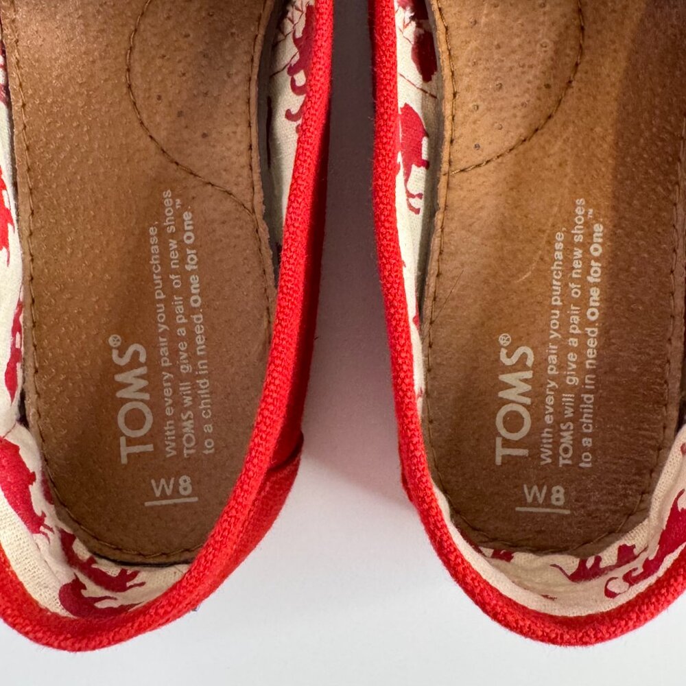 TOMS Alpargata Flat Red Heritage Canvas Loafer‎ Women's Size 8 - Picture 2 of 5